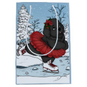 アイスケーティングニューファンドランド子犬の冬ワンダーランド ミディアムペーパーバッグ (正面)