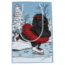 アイスケーティングニューファンドランド子犬の冬ワンダーランド