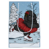 アイスケーティングニューファンドランド子犬の冬ワンダーランド ミディアムペーパーバッグ (裏面)