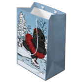 アイスケーティングニューファンドランド子犬の冬ワンダーランド ミディアムペーパーバッグ (裏面アングル)