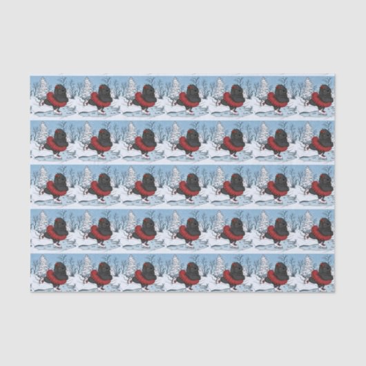 アイスケーティングニューファンドランド子犬の冬ワンダーランド 薄葉紙 (正面)