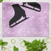 アイスケートタオル姿スケートパープルスパークル キッチンタオル (折り畳み)