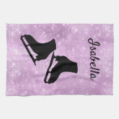 アイスケートタオル姿スケートパープルスパークル キッチンタオル (横)