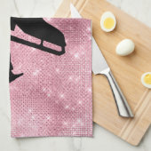 アイスケートタオル姿スケートピンクのきらめき キッチンタオル (四つ折り)