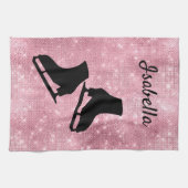 アイスケートタオル姿スケートピンクのきらめき キッチンタオル (横)