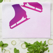 アイスケートタオル姿スケート紫ピンク キッチンタオル (折り畳み)