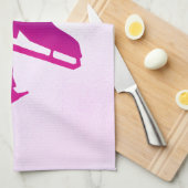 アイスケートタオル姿スケート紫ピンク キッチンタオル (四つ折り)