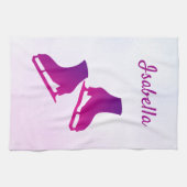 アイスケートタオル姿スケート紫ピンク キッチンタオル (横)