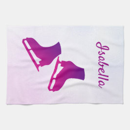 アイスケートタオル姿スケート紫ピンク キッチンタオル