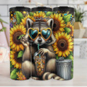 アイスコーヒクールーとヒマワリを添えたアライグマ タンブラー