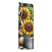 アイスコーヒクールーとヒマワリを添えたアライグマ タンブラー (回転右)