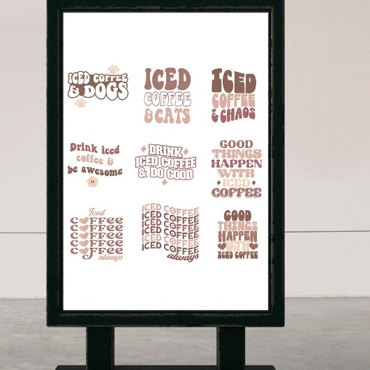 アイスコーヒスティッカーはレトロなグルービーをパック シール