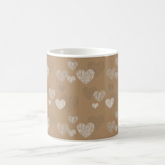 アイスコーヒストライプのーの白いハート コーヒーマグカップ (中央)