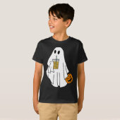 アイスコーヒハロウィーンかわいい小さな幽霊カボチャCo Tシャツ (正面フル)