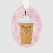 アイスコーヒパーソナライズされたーきらきら光るホリデークリスマス オーナメント (正面)