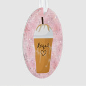 アイスコーヒパーソナライズされたーきらきら光るホリデークリスマス オーナメント (正面)