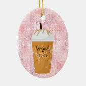 アイスコーヒパーソナライズされたーきらきら光るホリデークリスマス セラミックオーナメント (裏面)