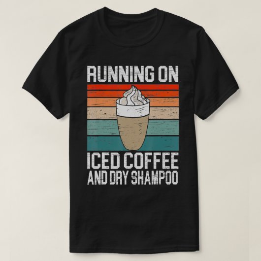 アイスコーヒランニングーとドライシャンプーカフェインAdの上の Tシャツ (デザイン正面)