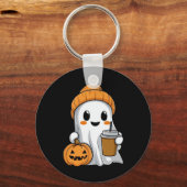 アイスコーヒーおもしろいカボチャOraとのハロウィン幽霊 キーホルダー (正面)