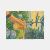 アイスコーヒーが咲き誇るカードで穏やかな朝 フリースブランケット (正面(横))