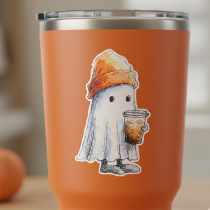 アイスコーヒーでかわいい小さな幽霊 シール
