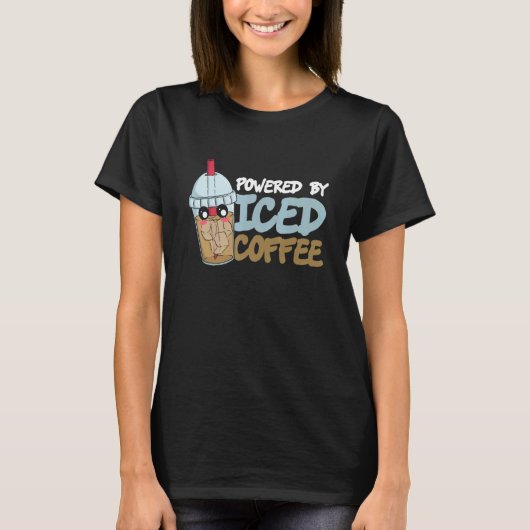 アイスコーヒーとカフェイン入りの飲みコーヒーで動く Tシャツ (正面)
