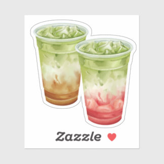 アイスコーヒーとストロベリー抹茶のベストフレンドステッカー シール