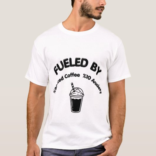 アイスコーヒーと不安で成り立つTシャツ - %90 コーヒー Tシャツ (正面)