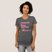 「アイスコーヒーと不安に駆られて」面白いTシャツ Tシャツ (正面フル)