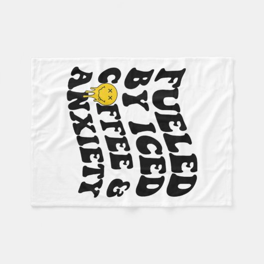 アイスコーヒーと心配で背中の精神衛生で フリースブランケット (正面(横))