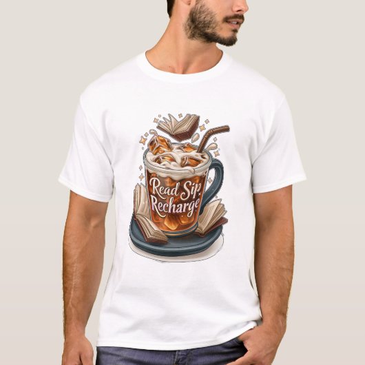 アイスコーヒーと本でリラックス Tシャツ (正面)