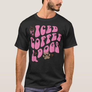 アイスコーヒーと犬レトロヒョウポー愛玩動物 Tシャツ