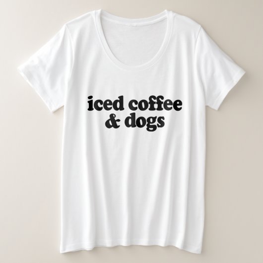 アイスコーヒーと犬 プラスサイズTシャツ (デザイン正面)