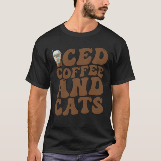 アイスコーヒーと猫のグルービーな家族 Tシャツ (正面)