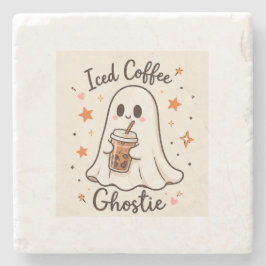 アイスコーヒーのオバケちゃん - かわいいハロウィン ストーンコースター