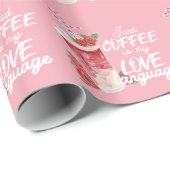 アイスコーヒーは私の愛のライトピンクのラッピング紙 ラッピングペーパー (ロールコーナー)