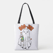 アイスコーヒーを手にしたブージーハロウィーン幽霊 トートバッグ (裏面)