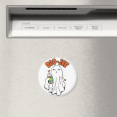 アイスコーヒーを手にしたブージーハロウィーン幽霊 マグネット (インサイチュ (食洗機))