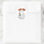 アイスコーヒーを手にしたブージーハロウィーン幽霊 ラウンドシール (バッグ)