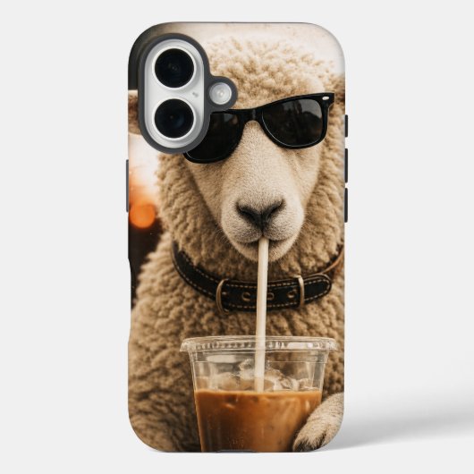 アイスコーヒーを飲むクールな羊 Case-Mate iPhoneケース (裏面)