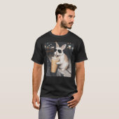 アイスコーヒーを飲む面白いウサギ うさぎのイースター Gif Tシャツ (正面フル)