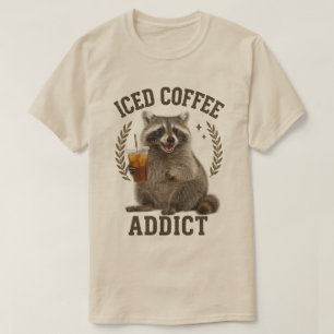 アイスコーヒー中毒アライグマ カフェイン好き Tシャツ