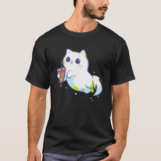 アイスコーヒー幽霊付き可愛いおもしろTシャツ Tシャツ