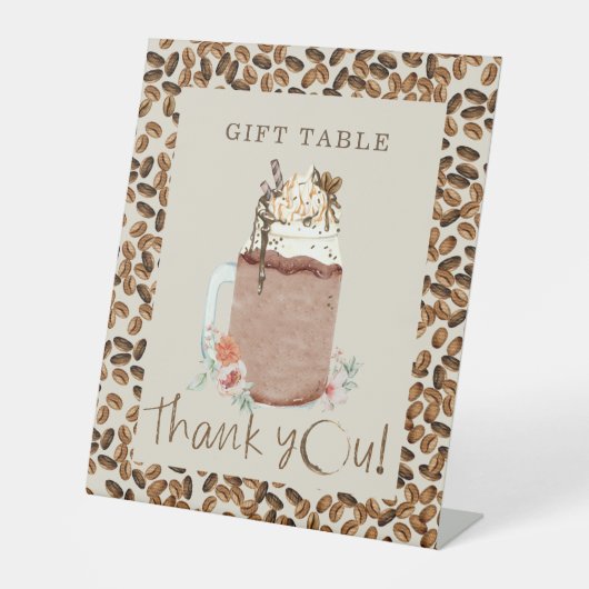 アイスコーヒー豆ベビーシャワーギフトテーブルフローラ 台座サイン (正面)