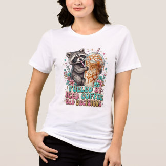 アイスコーヒー かわいい アライグマ コーヒーデザイン トライブレンドTシャツ