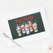 アイスコーヒー クリスマス スノーマン Xmas 長方形シール (封筒)