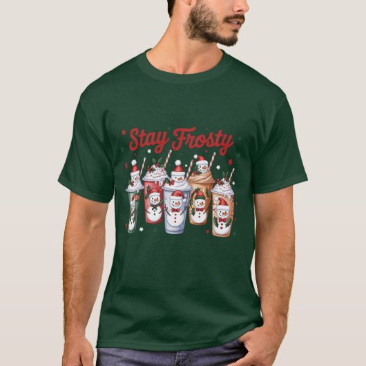 アイスコーヒー クリスマス スノーマン Xmas Tシャツ (正面)