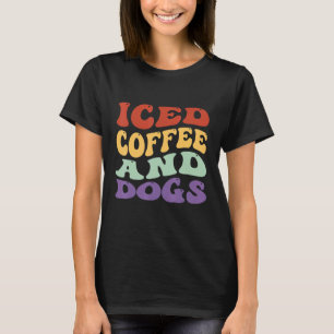アイスコーヒー&ドッグレトロヴィンテージドッグ恋人の女性 Tシャツ