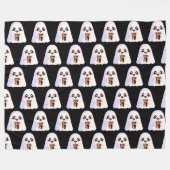 アイスコーヒ不気味ー付幽霊 フリースブランケット (正面(横))