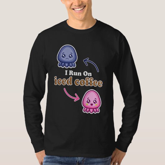 アイスコーヒ走ーかわいいリバーシブルタココーヒー Tシャツ (正面)
